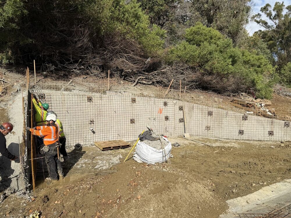 Soil nail wall under construction