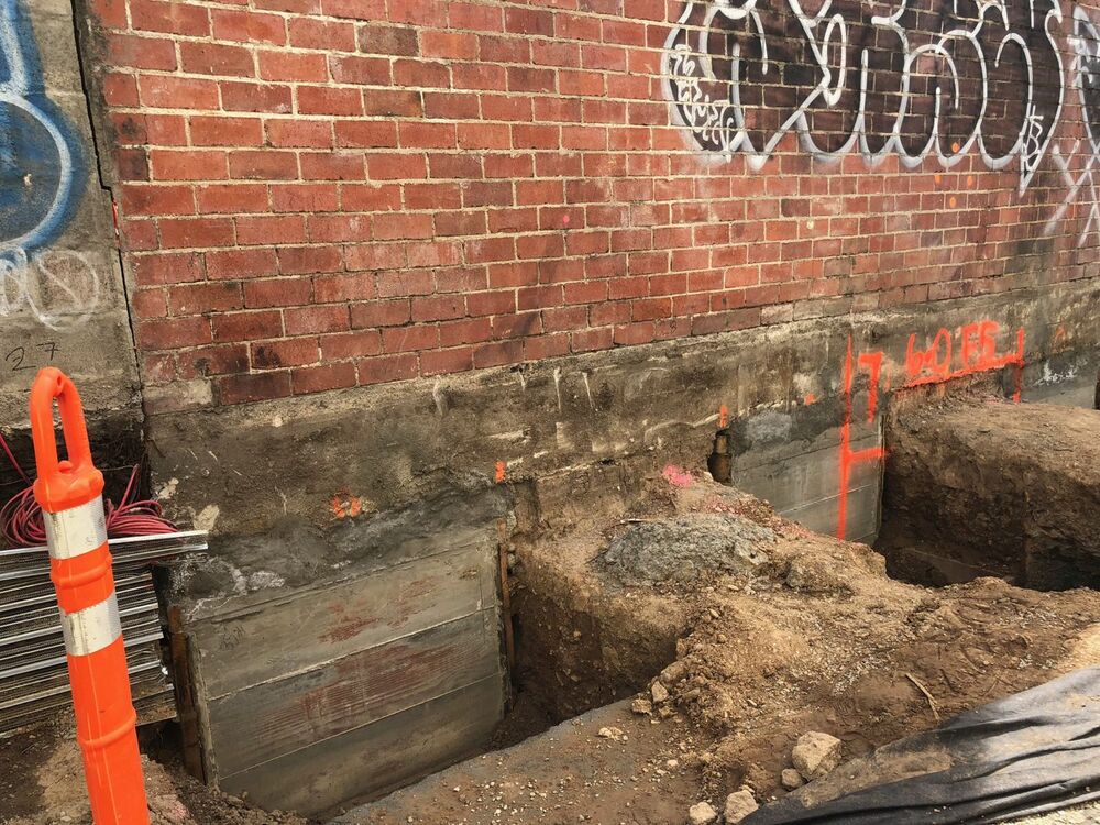 Underpinning along an existing foundation